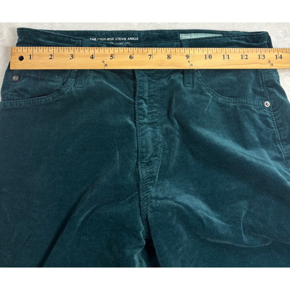 AG Adriano Goldschmied Stevie Ankle Pants Womens Teal Excellent Corduroy 27R - Picture 2 of 9